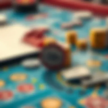 Close-up of betting tokens and game board details