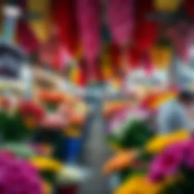 A vibrant flower market showcasing colorful blooms