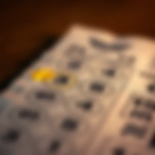 A lottery ticket with winning numbers highlighted