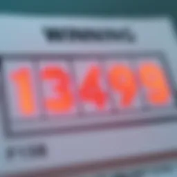 A digital lottery ticket with winning numbers highlighted