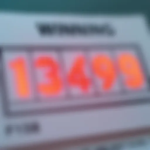 A digital lottery ticket with winning numbers highlighted