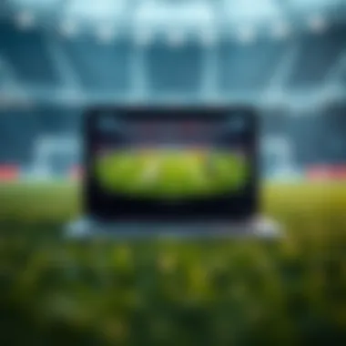 A laptop showing a soccer match live stream