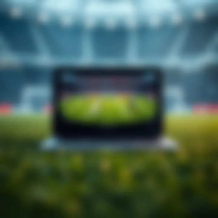 A laptop showing a soccer match live stream